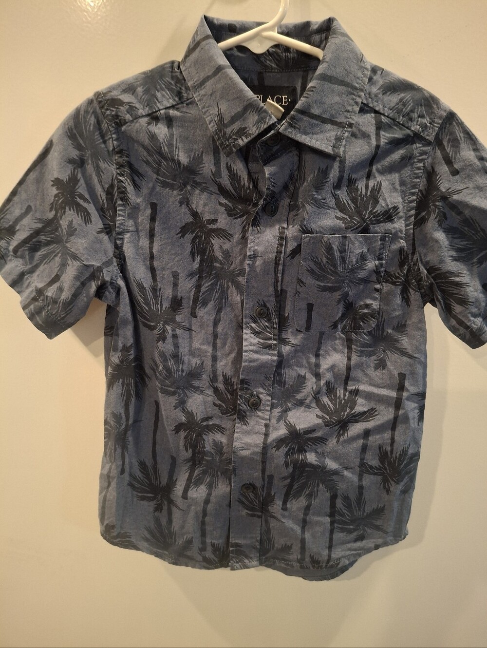 The Children's Place Navy Palm-Print Short Sleeve Button-Down Shirt